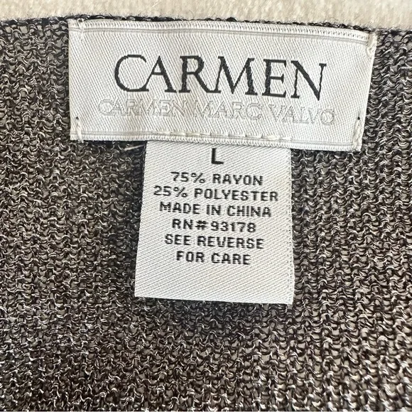 CARMEN by Carmen Marc Valvo Black Grey Shimmery Top - Picture 5 of 7
